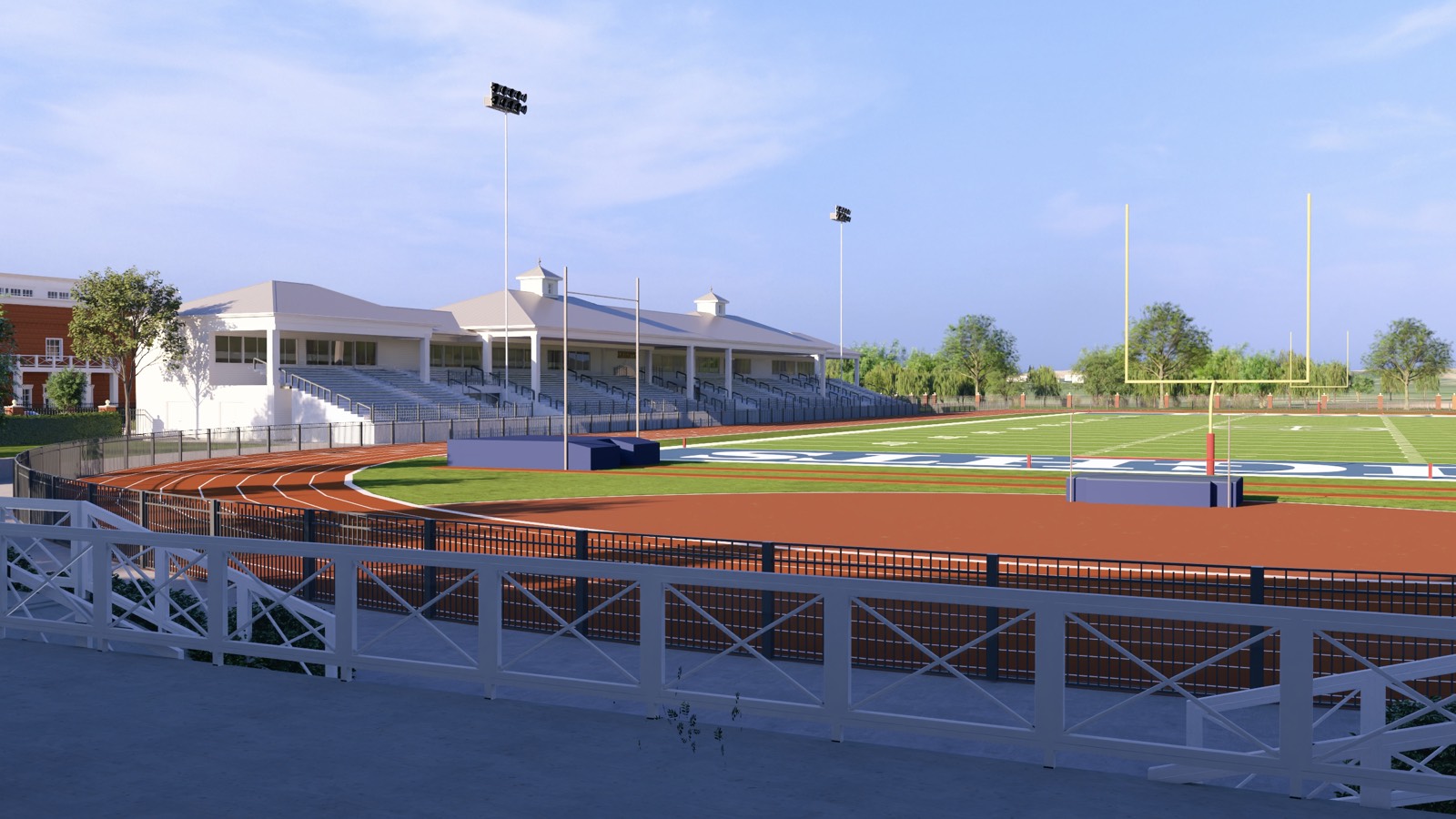 View of the Alumni Fieldhouse from the grandstand